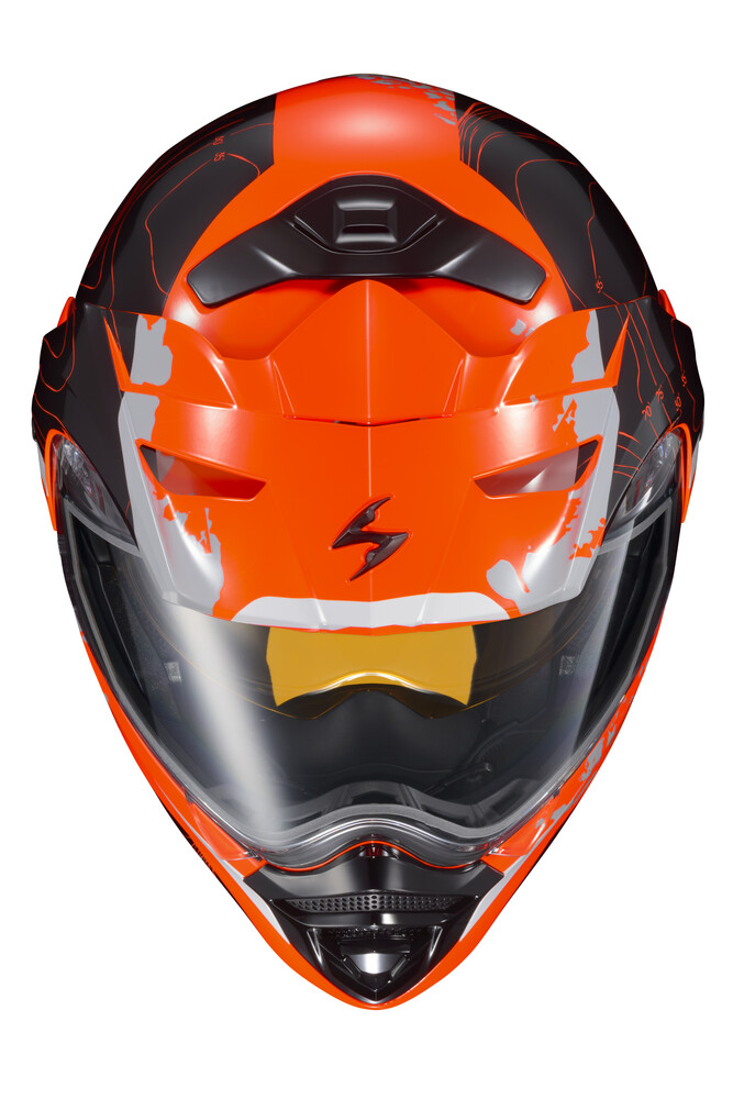 SCORPION EXO EXO-AT960 COLD WEATHER HELMET TOPOGRAPHIC HI-VIZ ORG XL DUAL