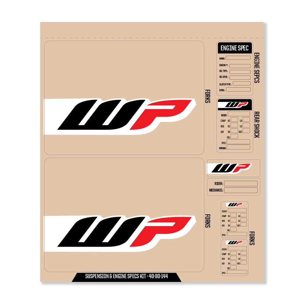D-COR WP DECAL KIT WP FORK/SHOCK/ENG SPEC