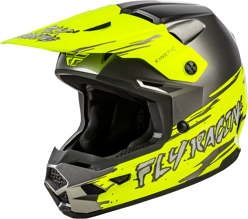 Fly Racing Youth Kinetic Surge Helmet — Grey/Hi-Vis Yellow