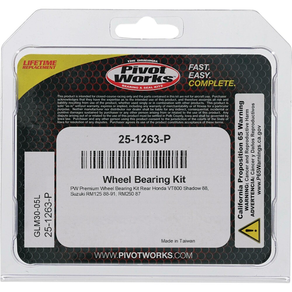 Pivot Works Premium Rear Wheel Bearing Kit Suzuki RM125 / RM250 1987-1991