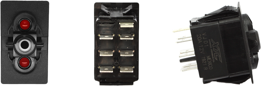 XTC Power Products DPDT Carling Rocker Switch with Red / Red LEDs