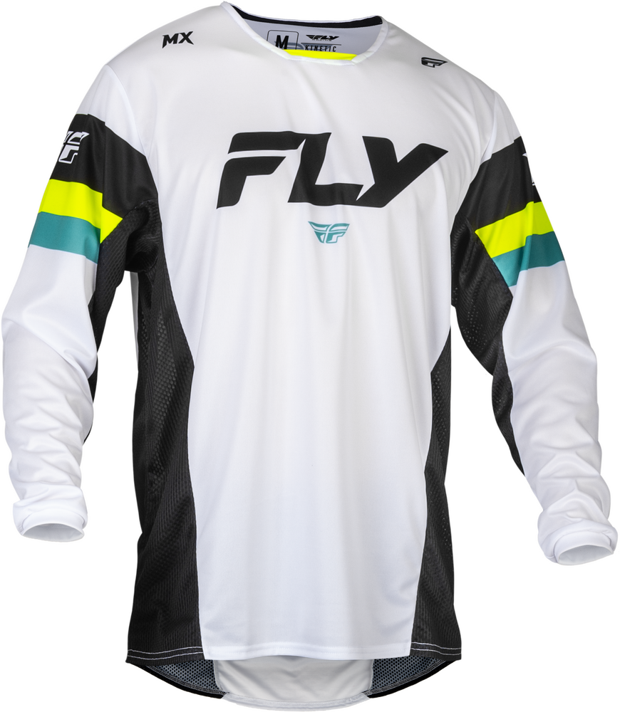 Fly Racing Kinetic Prix Jersey — White/Black/Hi-Vis