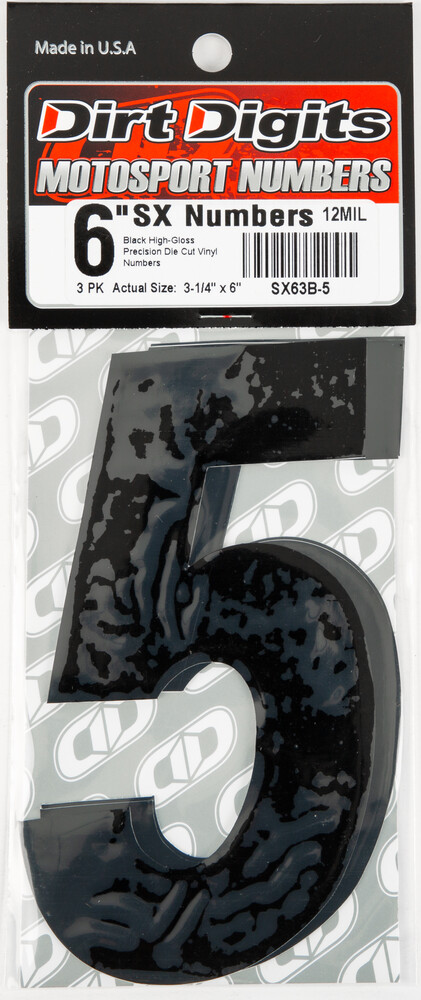 DIRT DIGITS #5 6" BLACK SUPER X DIGITS 3/PK
