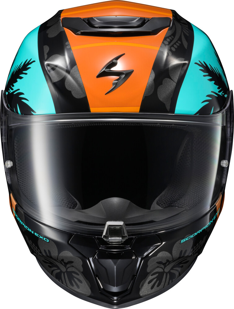 SCORPION EXO EXO-R330 FULL-FACE HELMET TUBBS LIGHT BLUE/ORANGE SM