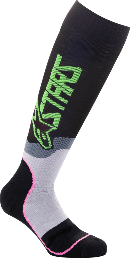 MX PLUS-2 SOCKS BLACK/GREEN NEON/PINK FLUO LG