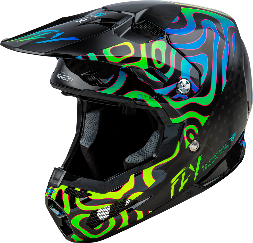 FLY RACING FORMULA S CARBON ZEN HELMET BLACK CARBON/BLUE/YELLOW LG