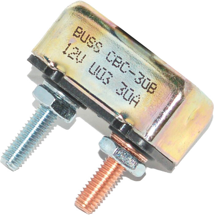 NAMZ CUSTOM CYCLE UNIV 30-AMP CIRCUIT BREAKER OEM # 74599-77B 10-32 STUDS EA