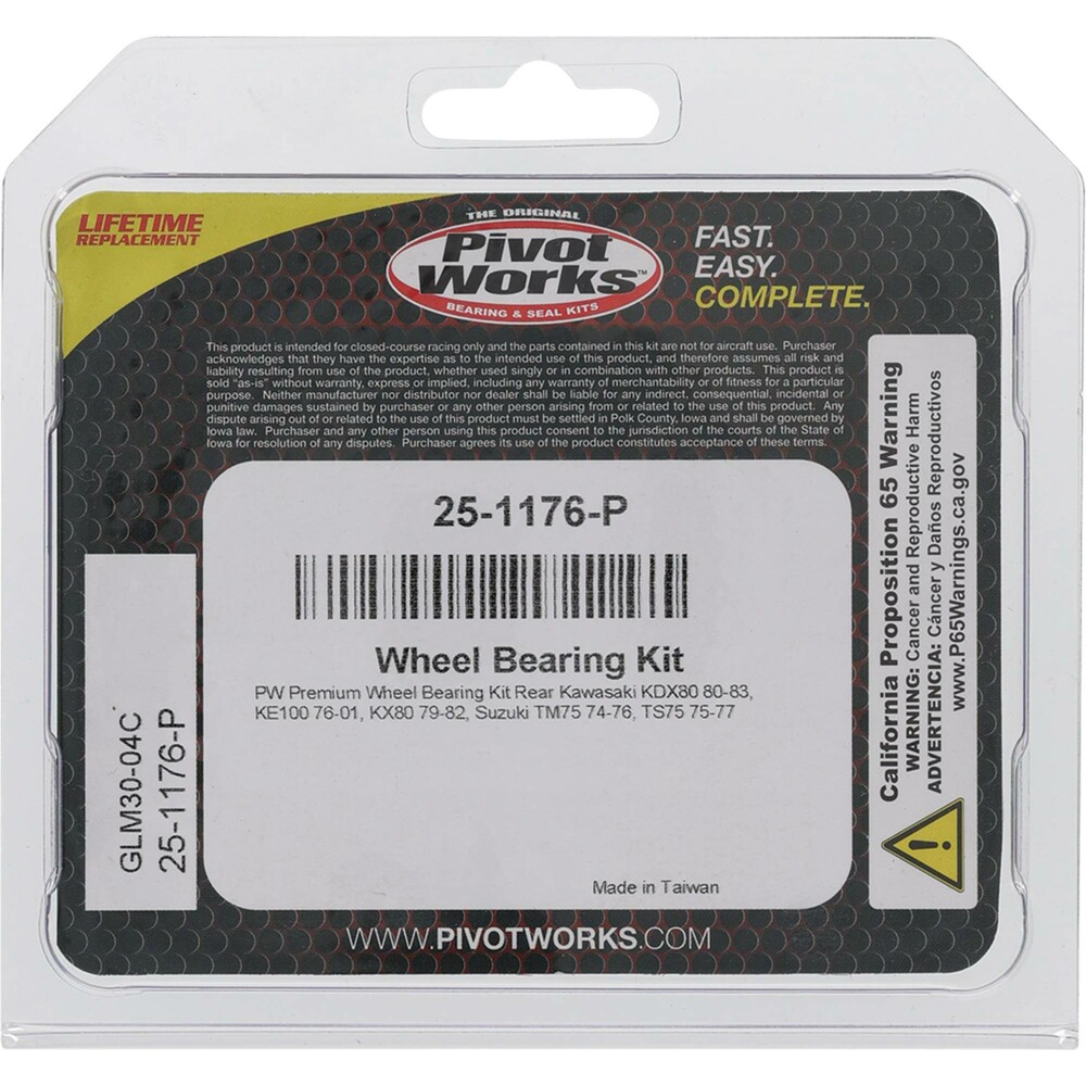 Pivot Works Premium Rear Wheel Bearing Kit Kawasaki 80cc-100cc 1976-2001