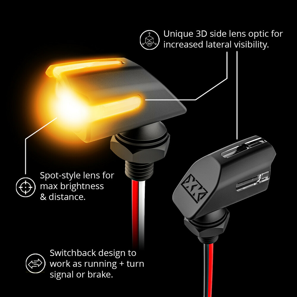 XK GLOW MINI LED TURN SIGNAL BLACK AMBER PAIR