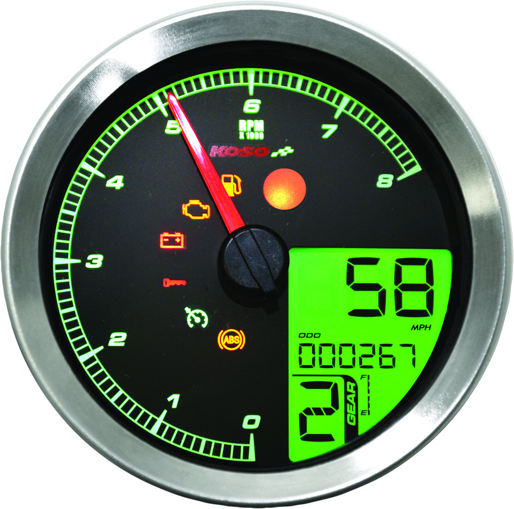 KOSO SPEEDO / TACH SIL BEZEL LCD COLOR CHANGE DISPLAY