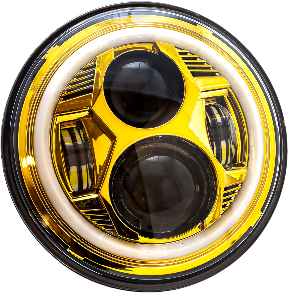 LETRIC LIGHTING CO 7" LED GOLD HEADLIGHT HALO W/ MNT ADAPTER