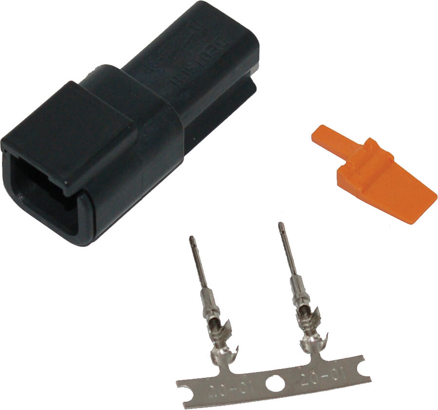 Namz Custom Cycle Deutsch Dtm 2-Pin Blk Receptcl W/2 Stmpd Trmnls Hd 74102-98bk