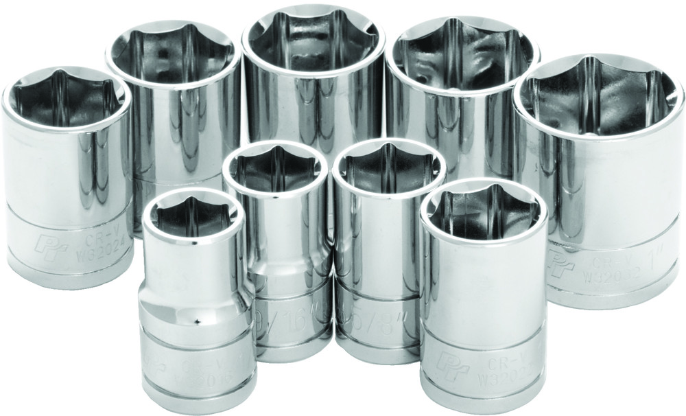 9 PC 1/2" SAE SOCKET SET SHALLOW
