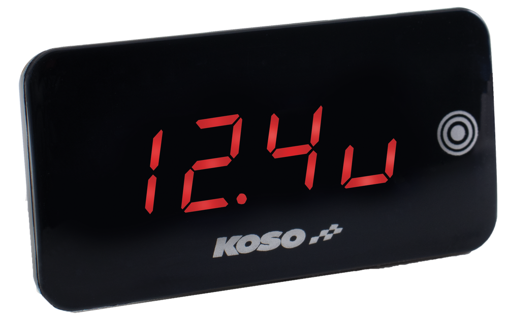 KOSO SUPER SLIM TOUCH SCREEN VOLT & TEMP GAUGE RED DISPLAY