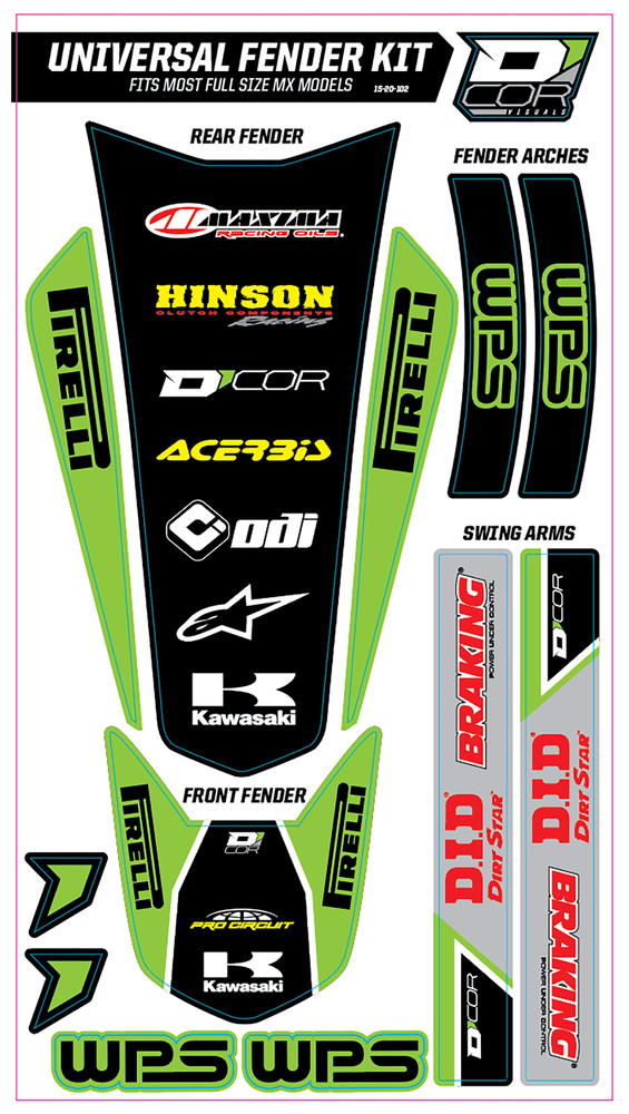 D'COR Visuals Trim Kit Green WPS Universal for Full Size Motorcycles