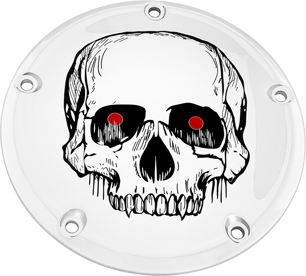 CUSTOM ENGRAVING 7 TC DERBY COVER SKULL CHROME