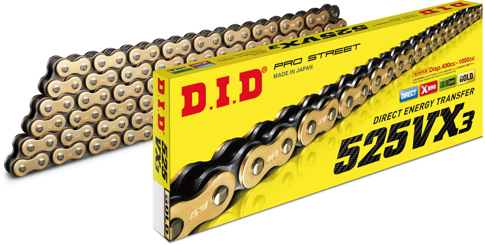 DID 525VX3 Gold X-Ring Professional Road Chain