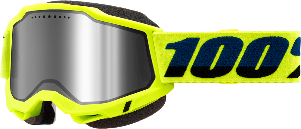 ACCURI 2 SNOWMOBILE GOGGLE NEON YLW W/ SLVR MIRROR LENS
