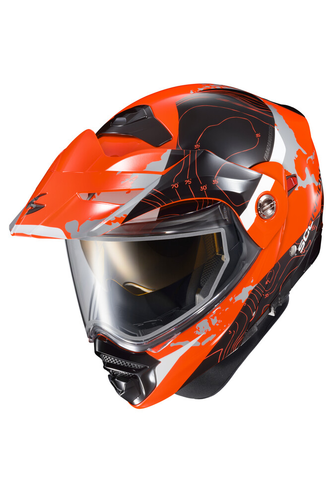 SCORPION EXO EXO-AT960 COLD WEATHER HELMET TOPOGRAPHIC HI-VIZ ORG XL DUAL