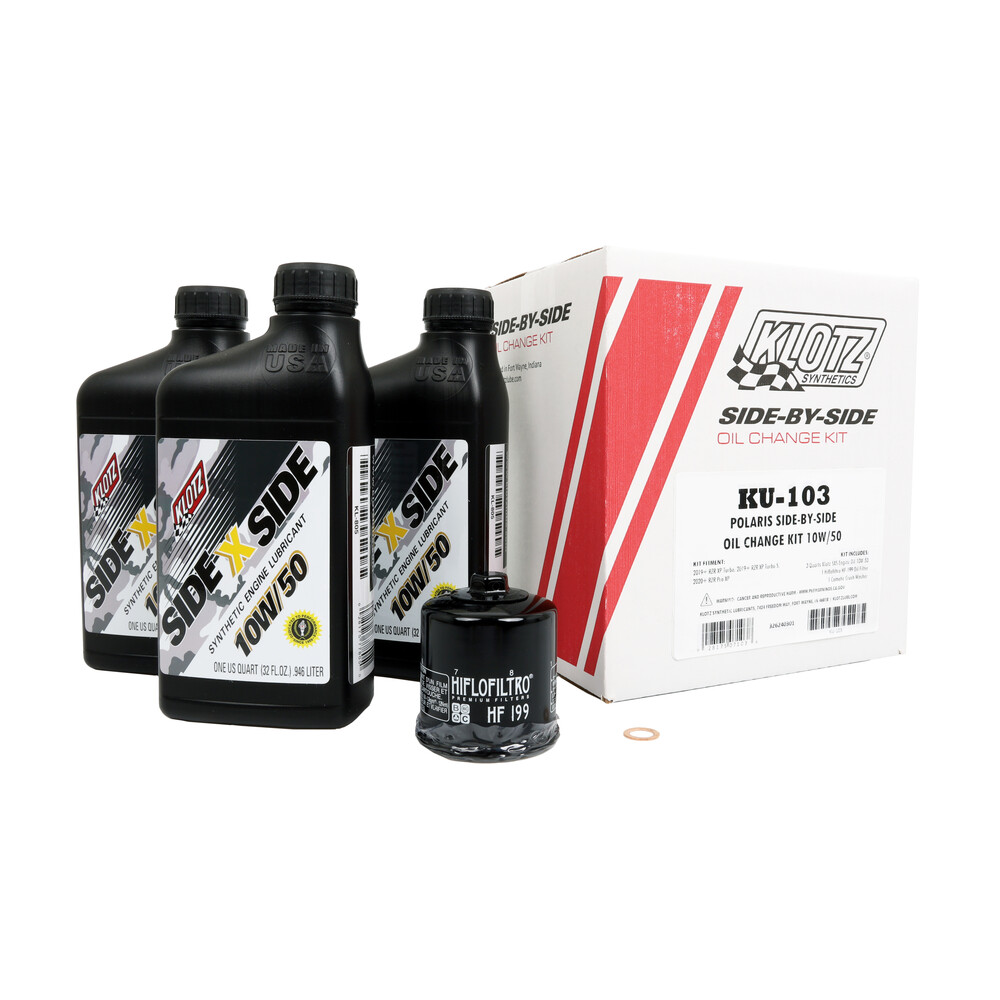 KLOTZ SIDE X SIDE OIL CHANGE KIT 10W50 WITH OIL FILTER POLARIS