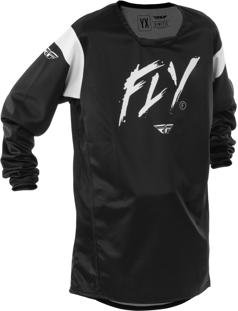 Fly Racing Youth Kinetic Stoke Jersey — Black/White