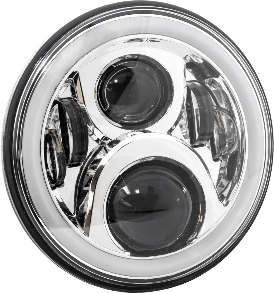 LETRIC LIGHTING CO 7" LED HEADLIGHT FULL HALO CHR W/ MNT ADAPTER
