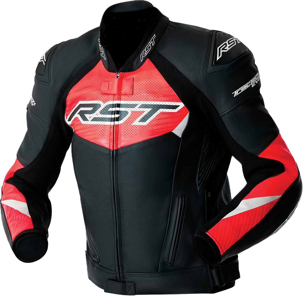 Rst Tractech Evo D3O Leather Jackets — Black/Fluorescent Red