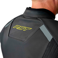 RST S1 D3O LEATHER JACKET BLK/GRY/FLO YEL LG