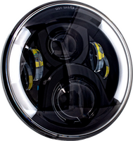 LETRIC LIGHTING CO 7" LED DELUXE HDLGHT W TURNS BLACK W/ MNT ADAPTER