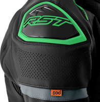 RST S1 D3O LEATHER JACKET BLK/GRY/FLO GRN 2X