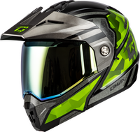 GMAX MD-74 STRIKER MODULAR HELMET W GLD SHLD BLK/SLVR/GRN MTLC MD