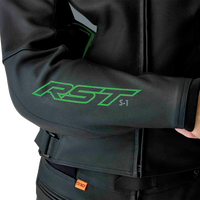 RST S1 D3O LEATHER JACKET BLK/GRY/FLO GRN 2X