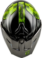 GMAX MD-74 STRIKER MODULAR HELMET W GLD SHLD BLK/SLVR/GRN MTLC MD