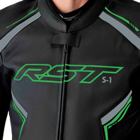 RST S1 D3O LEATHER JACKET BLK/GRY/FLO GRN 2X