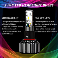 XKGLOW 2-in-1 RGB H4 LED Headlight Bulb Kit