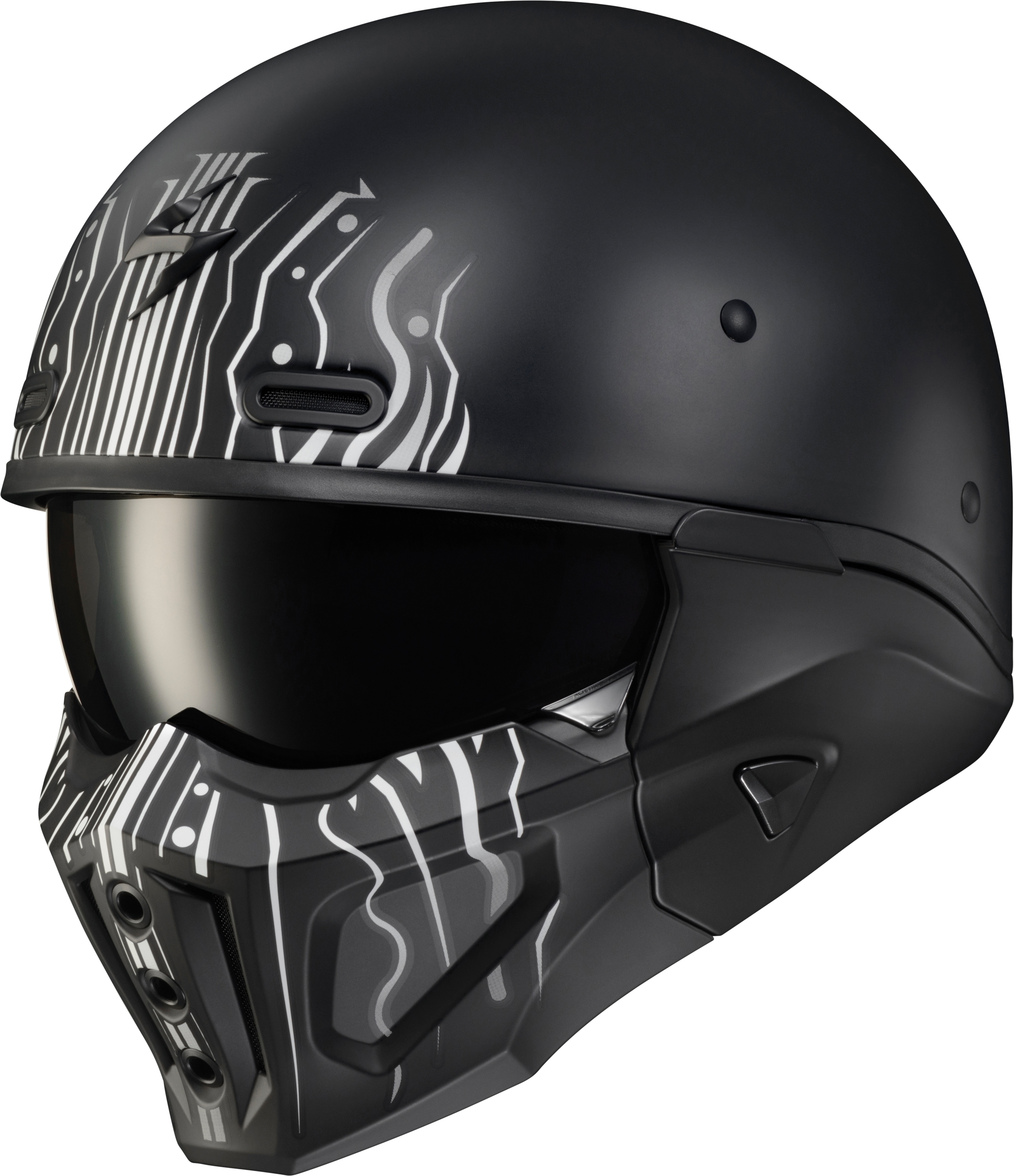 SCORPION EXO COVERT X OPEN-FACE HELMET TRIBE MATTE BLACK/WHITE 2X - View 1