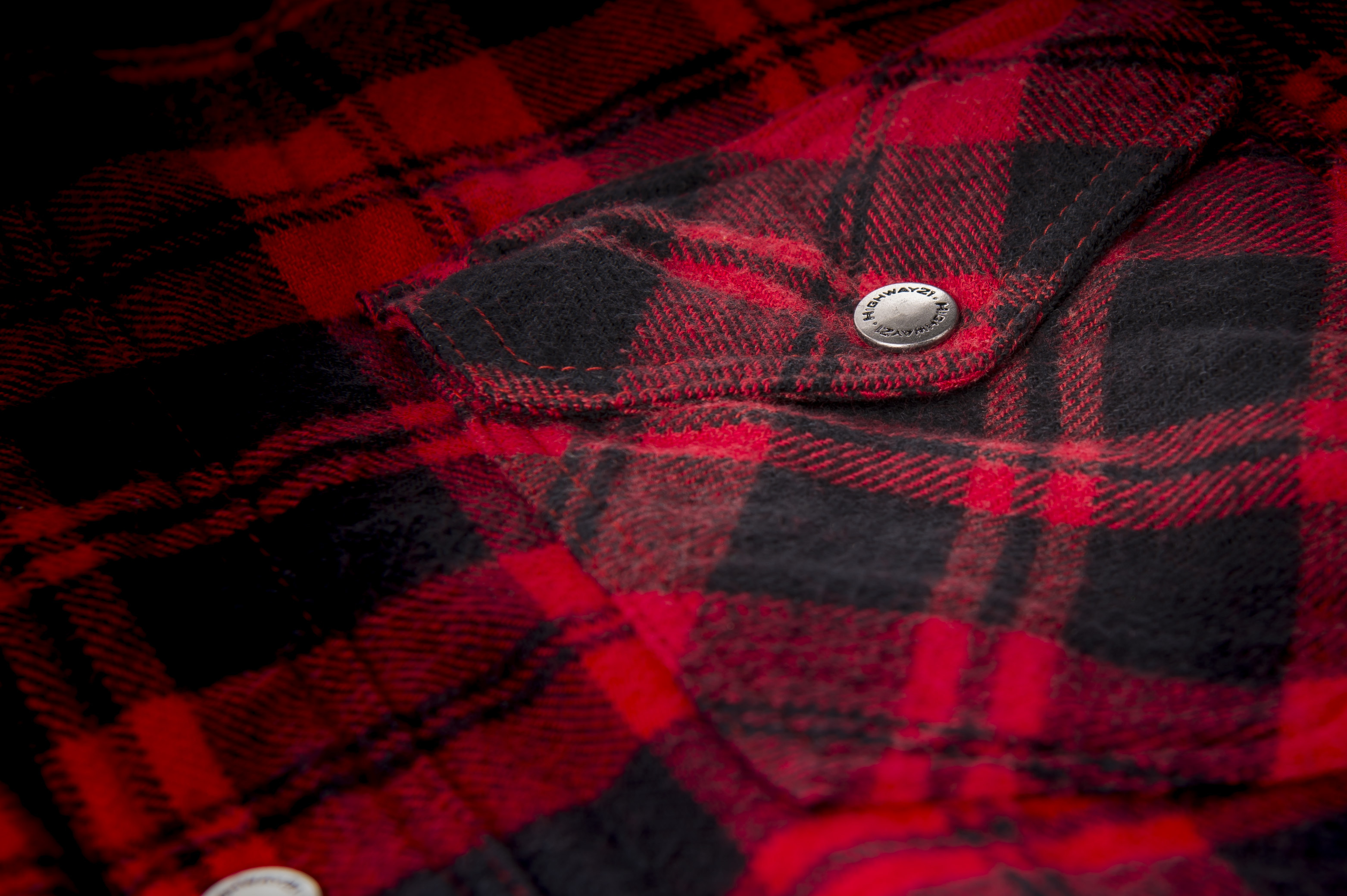 Highway 21 buttons on the red and black Marksman Flannel