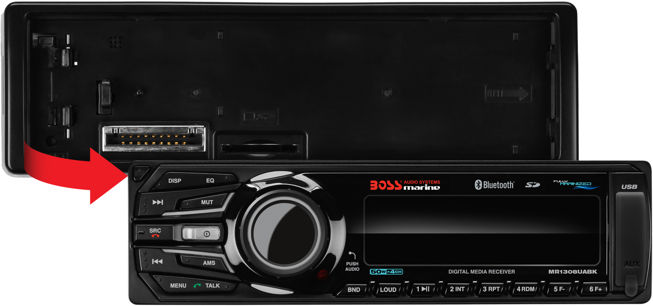 Boss Audio MR1308UABK Bluetooth AM FM Multimedia Receiver USB SD Universal