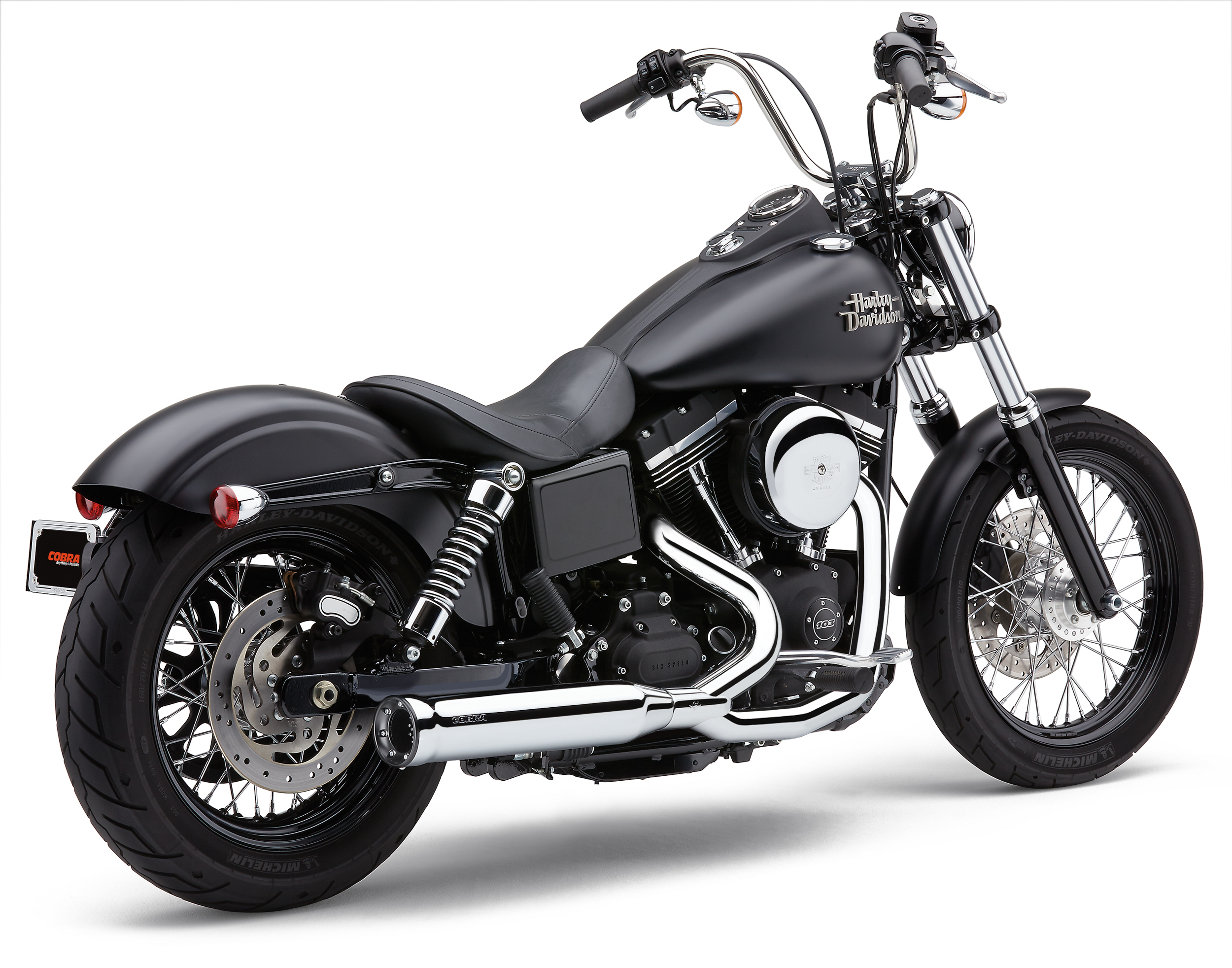 COBRA POWRPRO RPT 2-1 CHROME/ BLK TIP DYNA 12-17 - View 1