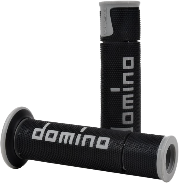 DOMINO RACING A450 ROAD RACING GRIPS BLACK/GRAY PAIR - View 1