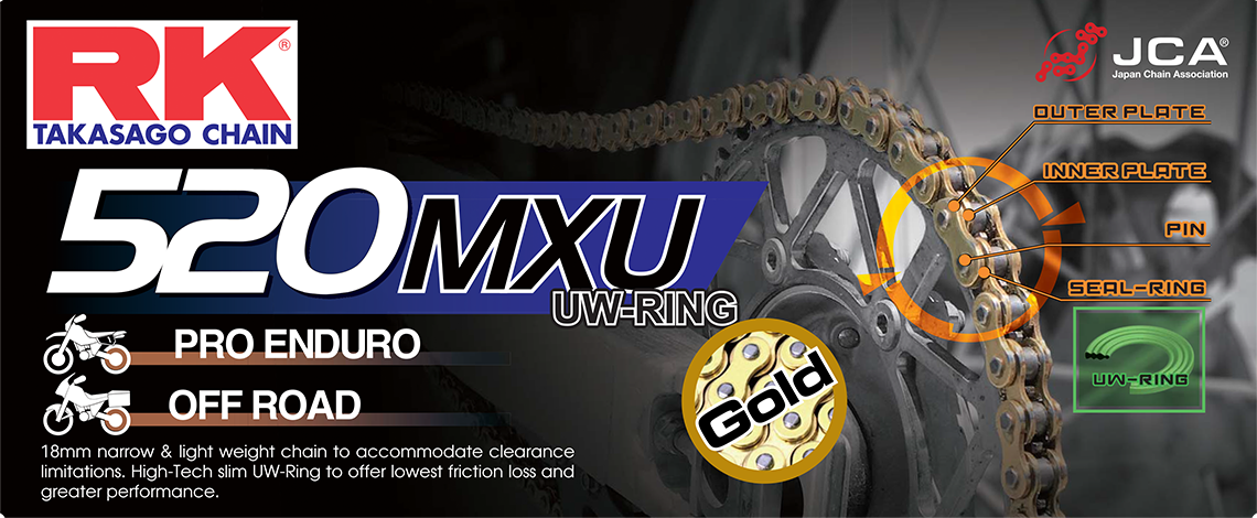RK EXCEL MXU Gold Drive Chain - View 1