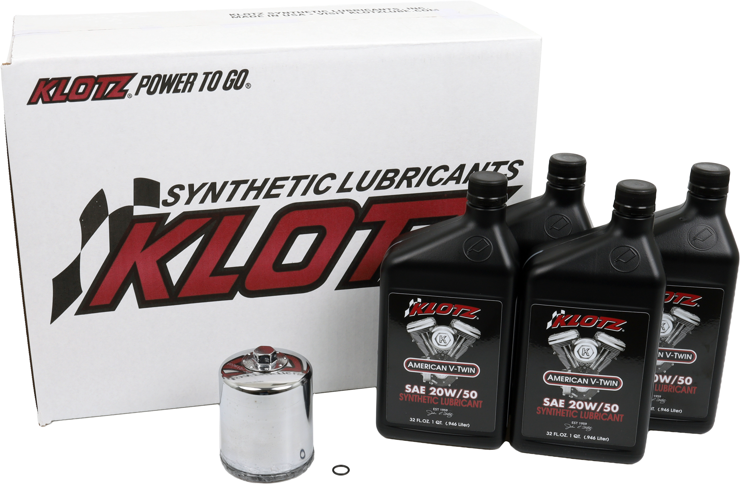 KLOTZ Basic 4 Quart Synthetic Engine Oil and Chrome Filter Kit - View 1