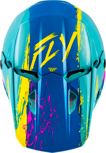 FLY RACING YOUTH KINETIC DRIP HELMET TURQUOISE/PINK/YELLOW YL