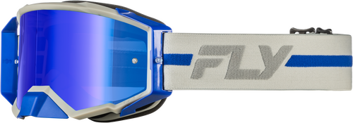 FLY RACING ZONE PRO GOGGLE GREY/BLUE W/ BLUE MIRROR/SMOKE LENS