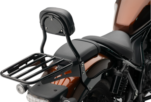 MINI ROUND SISSY BAR W/PAD BLACK HON REBEL 1100