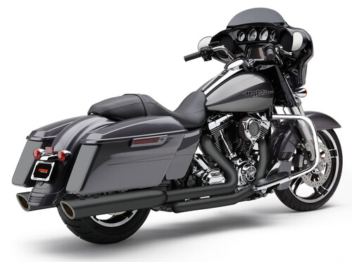 COBRA 909-TWINS 4" SLIP-ONS BLACK FLH/FLT 95-16