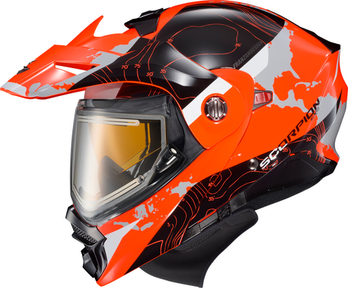 SCORPION EXO EXO-AT960 COLD WEATHER HELMET TOPOGRAPHIC HI-VIZ ORG 3X ELEC