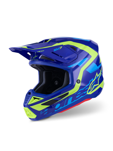 ALPINESTARS SM7 DEED HELMET BLUE/YLW FLUO GLOSSY 2X