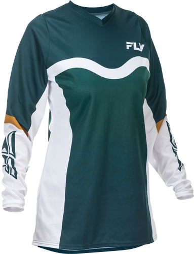 FLY RACING WOMEN'S F-16 JERSEY TEAL/WHITE/GOLD MD