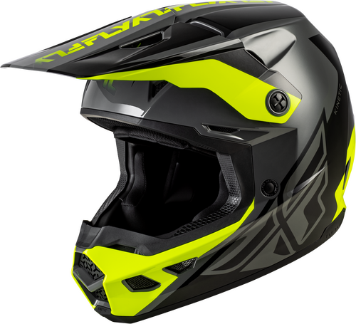 FLY RACING KINETIC CREST HELMET GREY/BLACK/HI-VIS 2X
